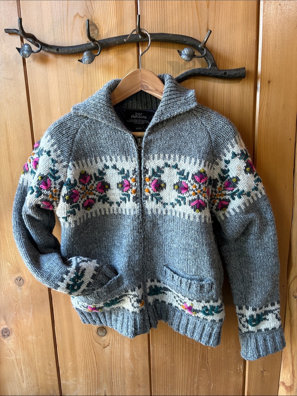 Lost Horizons Women’s Wool Embroidered Full-zip Lined Sweater/Jacket-XS